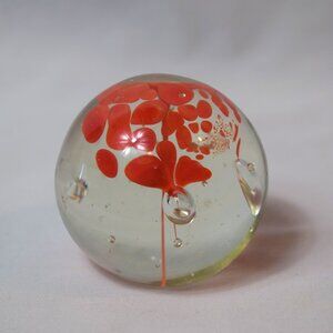 Vintage Orange Flamingo Glass Paperweight